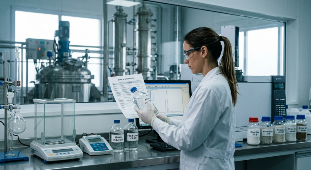grados de pureza en los productos químicos